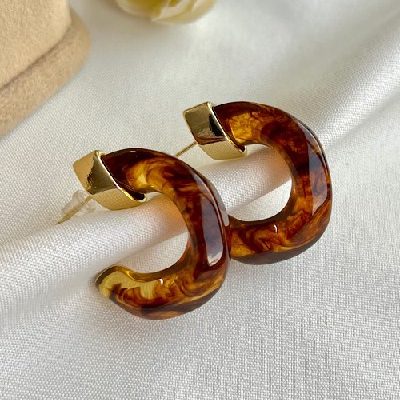 گوشواره حلقه ای کاراملی