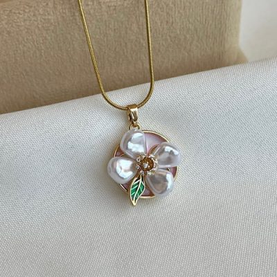 گردنبند میناکاری گل مرواریدی