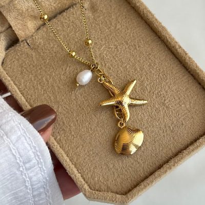 گردنبند صدف بازنجیر گوی