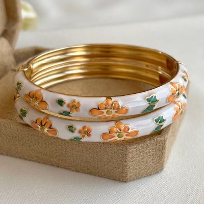 دستبند میناکاری باگل نارنجی نیلی
