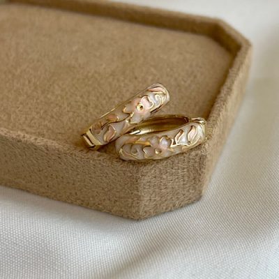 گوشواره میناکاری گلدار گلبهی