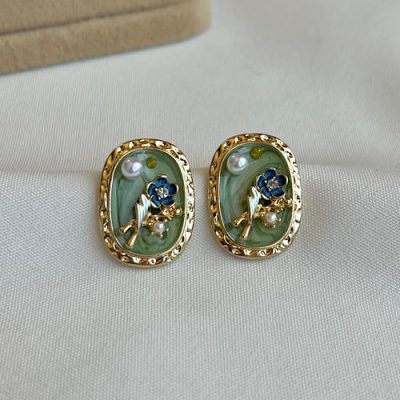گوشواره میناکاری سبز شاینا