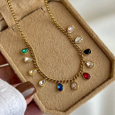 گردنبند بااویز اشکی مولتی کالر