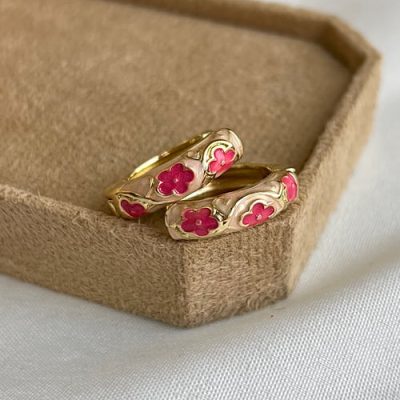 گوشواره میناکاری باگل سرخابی