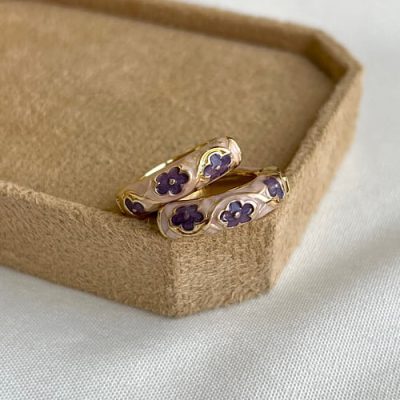 گوشواره میناکاری یاسی بنفش
