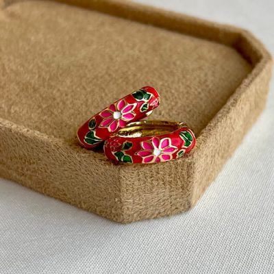 گوشواره میناکاری قرمز