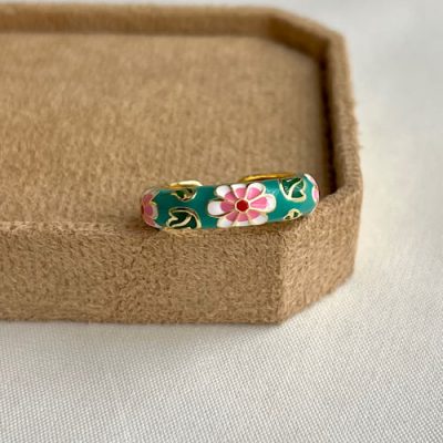 انگشتر میناکاری سبزپاستیلی