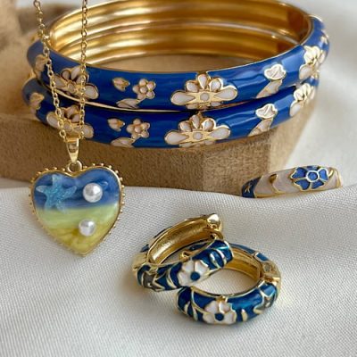 ست میناکاری ابی تیره