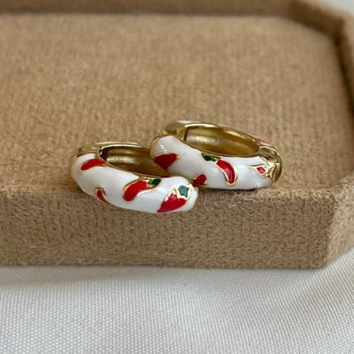 گوشواره میناکاری سفید قرمز