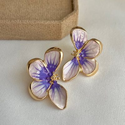گوشواره میناکاری پروانه بنفش