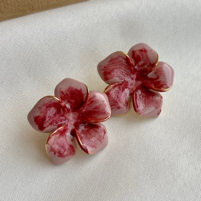 گوشواره میناکاری گل آبرنگی