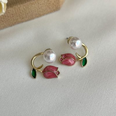 گوشواره میناکاری لاله و مروارید