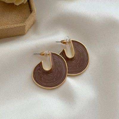 گوشواره میناکاری گرد موکا