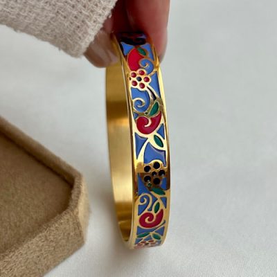 دستبند میناکاری مدرن سرمه ای
