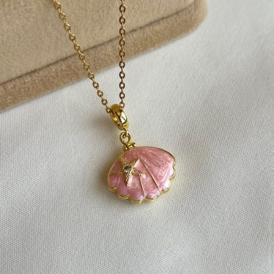 گردنبند لاکت صدف صورتی