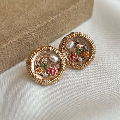 گوشواره گرد باگل سرخ