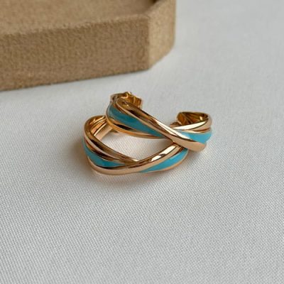گوشواره پیچی آبی طلایی