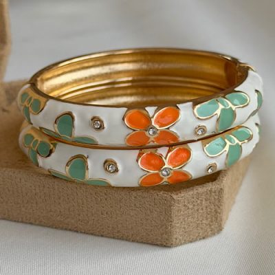 دستبند میناکاری سفید نارنجی فندی