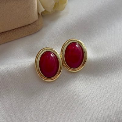 گوشواره بیضی زرشکی