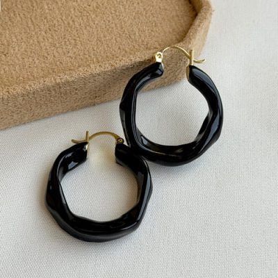 گوشواره میناکاری حلقه ای مشکی