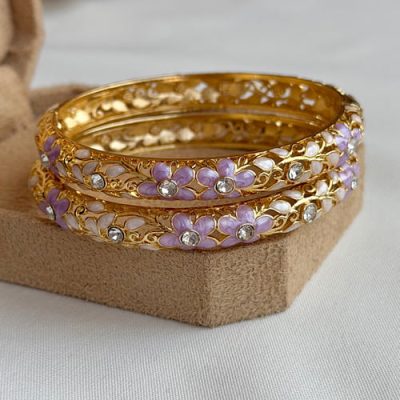 دستبند میناکاری یاسی کرم نگینی