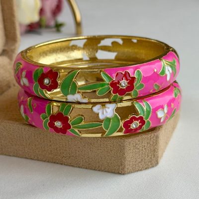 دستبند میناکاری سرخابی رزلی