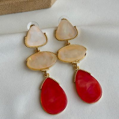 گوشواره آویز صدفی قرمز
