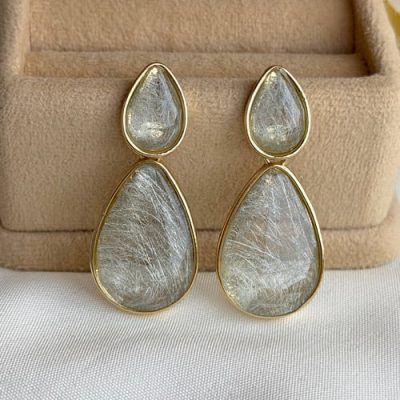 گوشواره آویز رزینی طوسی