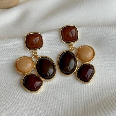 گوشواره چهار نگین شکلاتی
