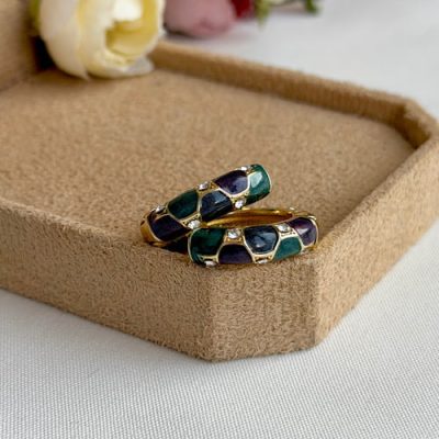 گوشواره میناکاری سبز تیره