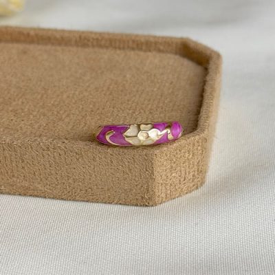 انگشتر میناکاری بنفش گلدار