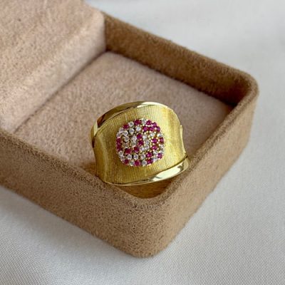 انگشتر پهن نگین سرخابی